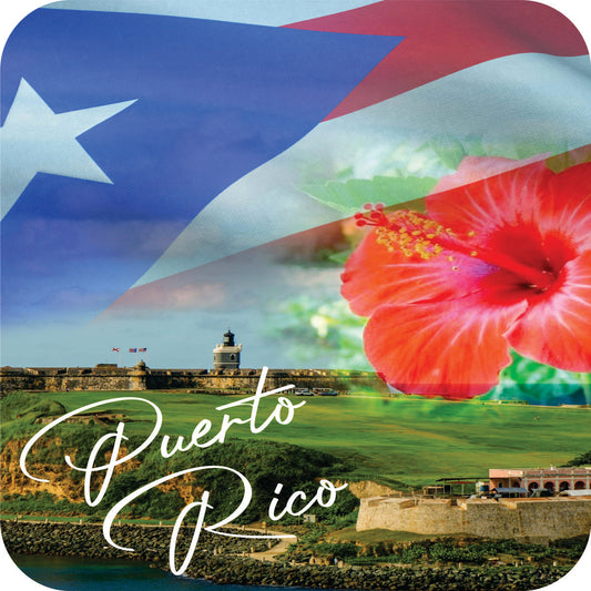 Porta Vasos (Casters)- Bandera-Flor de PR