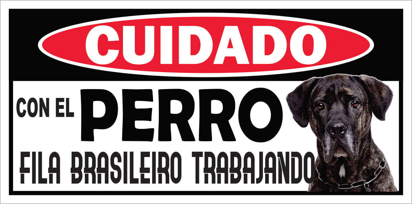 Rotulo de Perro 6" x 12"- Fila brasilero
