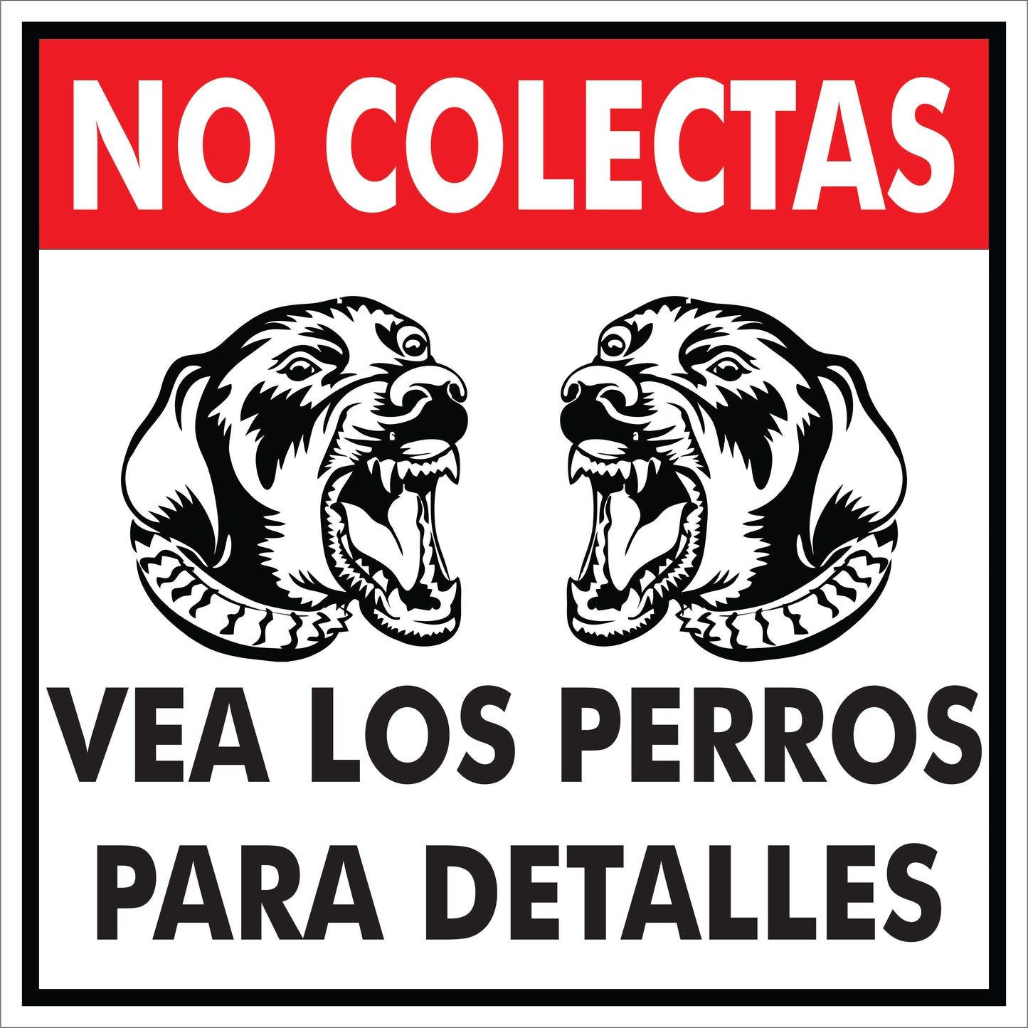 Rotulo de Perro- No Colecta vea perros para detalles (Grande)