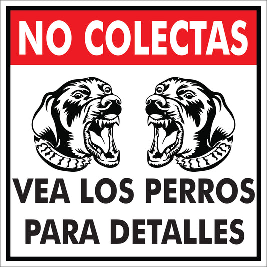 Rotulo de Perro- No Colecta vea perros para detalles (Grande)