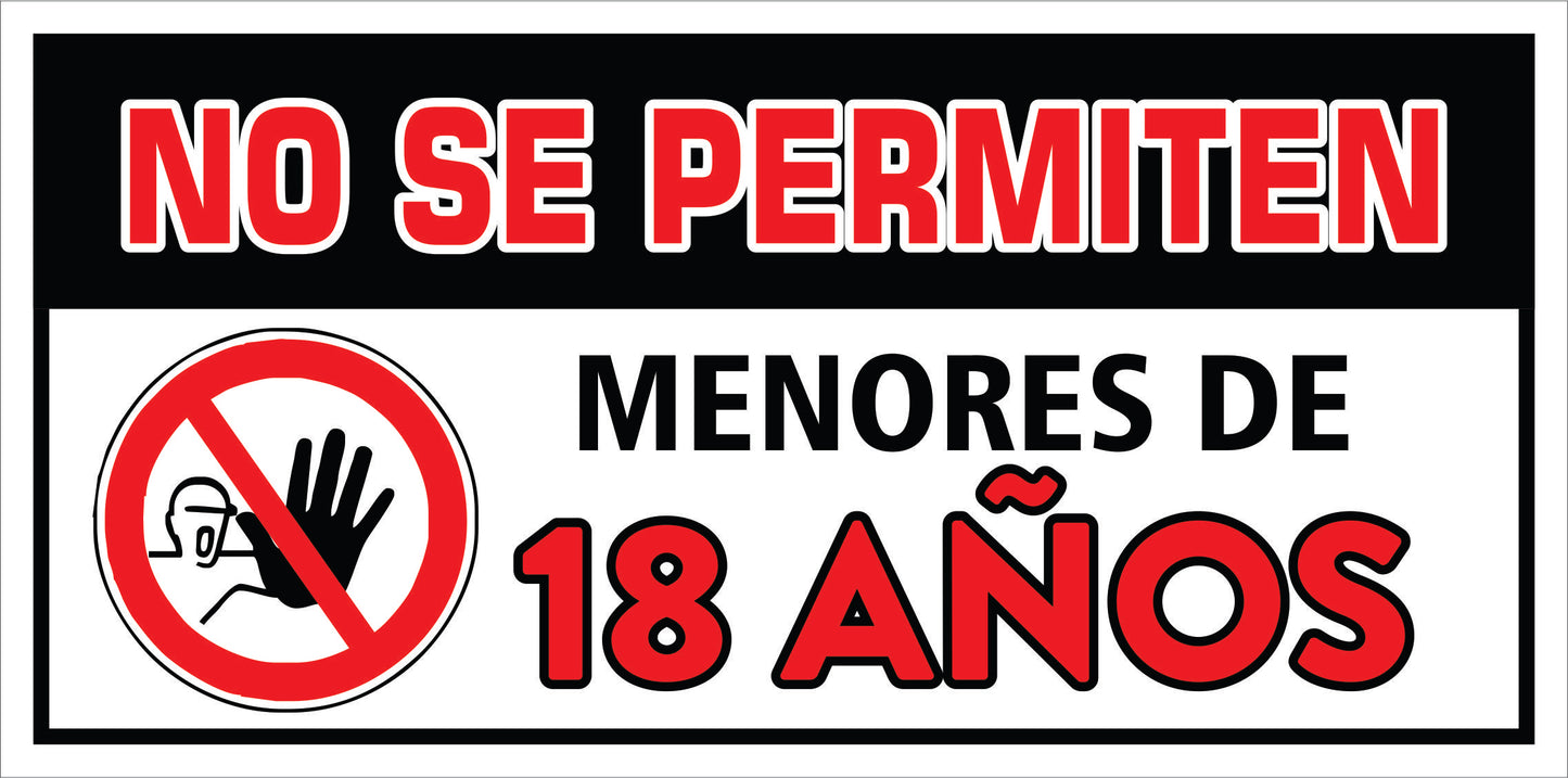Rotulo General 6' x 12"- No menores de 18