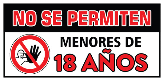 Rotulo General 6' x 12"- No menores de 18