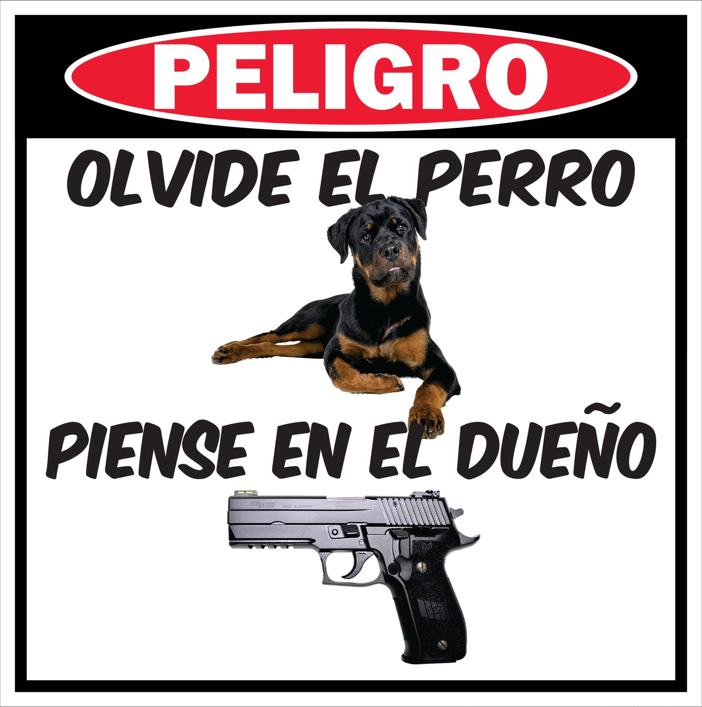 Rotulo de Perro- Olvide el perro, piense en el amo (Grande)
