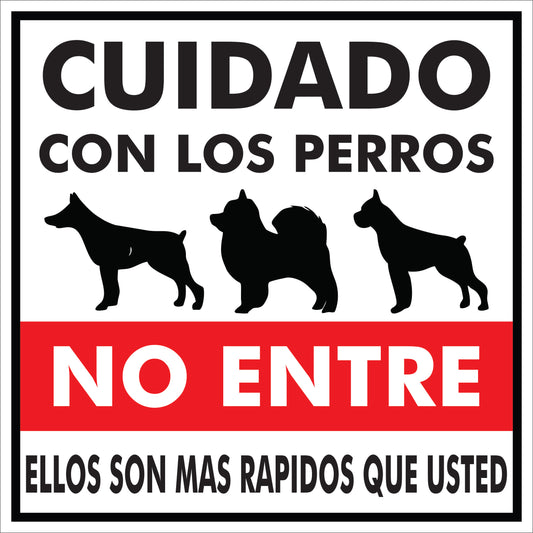 Rotulo de Perro- Cuidado con los perros, No Entre (Grande)