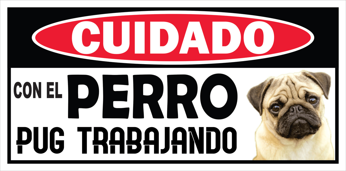 Rotulo de Perro 6" x 12"- Pug