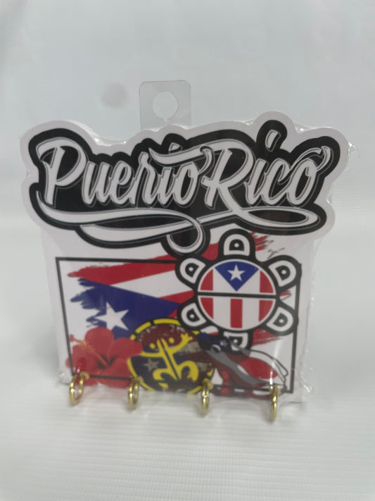 Portallaves Puerto Rico Bandera, Sol Taíno y Coquí Taíno