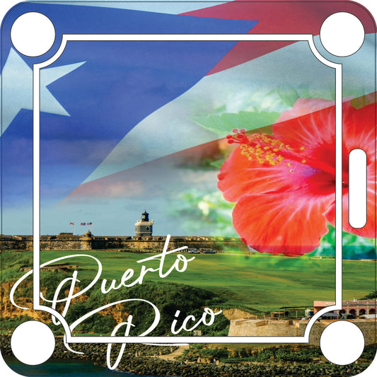 Mesa de Domino- Bandera de Puerto Rico y Flor de Maga