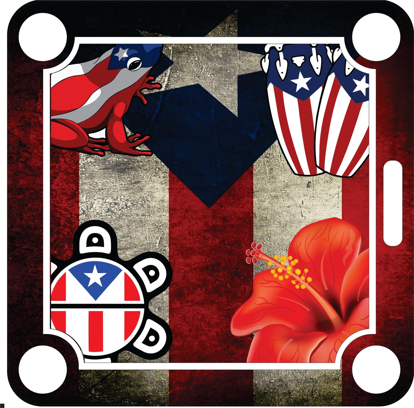 Mesa de Domino- Bandera de Puerto Rico y Logos